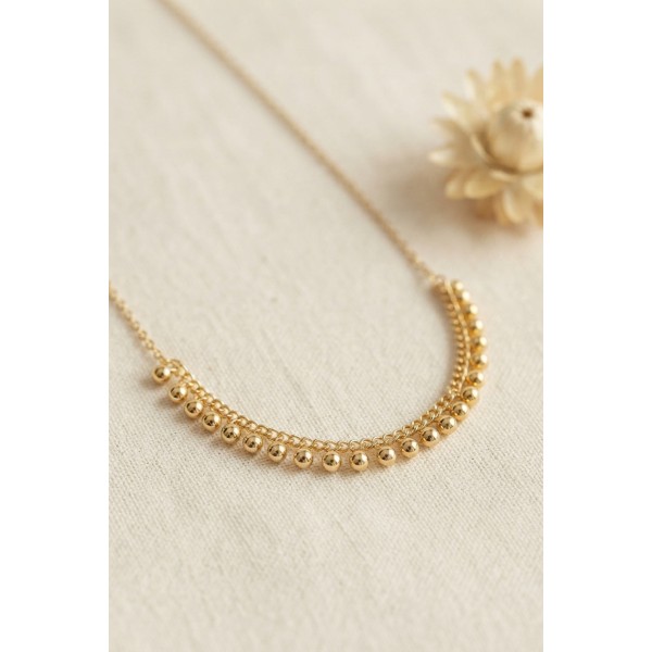 Gold Pirinç Topçuk Model Kadın Kolye TJ-BKO11251
