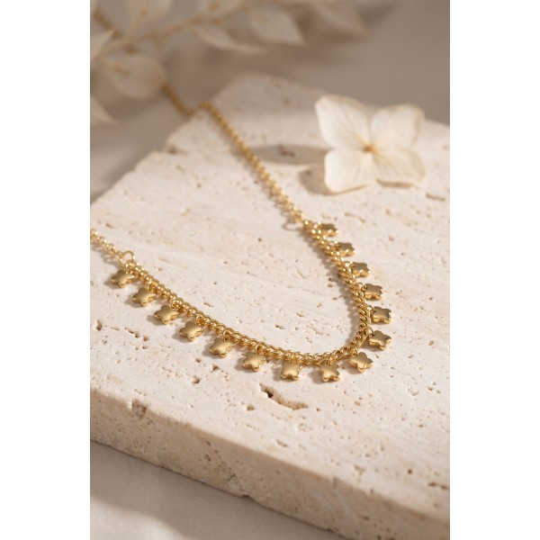 Gold Pirinç Yonca Model Kadın Kolye TJ-BKO11252