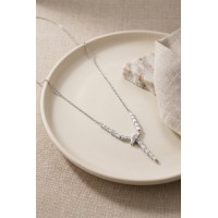 Pirinç Gümüş Renk Zirkon Taşlı Yılan Model Kadın Kolye TJ-BKO11264