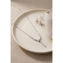 Pirinç Gümüş Renk Zirkon Taşlı Yılan Model Kadın Kolye TJ-BKO11264
