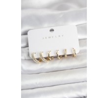 Pirinç Gold Renk Kadın Küpe Seti