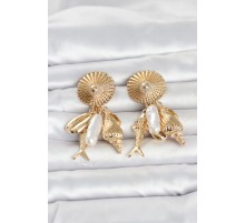 Gold Renk Deniz Temalı Vintage Kadın Küpe TJ-BKP11799