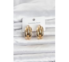 316L Çelik Gold Renk Yarım Halka Model Kadın Küpe TJ-BKP11801
