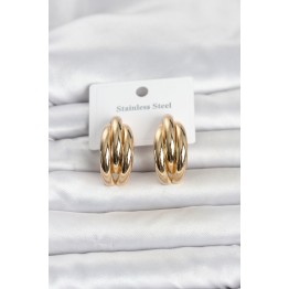 316L Çelik Gold Renk Yarım Halka Model Kadın Küpe TJ-BKP11801