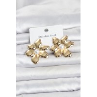 316L Çelik Gold Renk İncili Lotus Model Kadın Küpe TJ-BKP11804