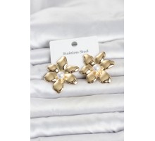 316L Çelik Gold Renk İncili Lotus Model Kadın Küpe TJ-BKP11804
