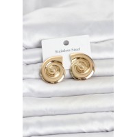 316L Çelik Gold Renk Deniz Kabuğu Form Kadın Küpe TJ-BKP11805