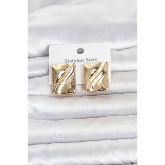 316L Çelik Gold Renk Plaka Model Kadın Küpe TJ-BKP11806