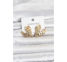 316L Çelik Gold Renk Kalp Model Kadın Küpe TJ-BKP11809