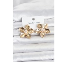 316L Çelik Gold Renk Lotus Çiçek Model Kadın Küpe TJ-BKP11810