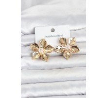 316L Çelik Gold Renk Lotus Çiçek Model Kadın Küpe TJ-BKP11810