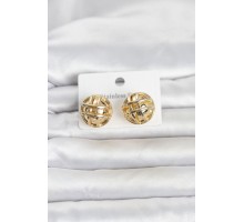 316L Çelik Gold Renk Desenli Top Model Kadın Küpe TJ-BKP11811