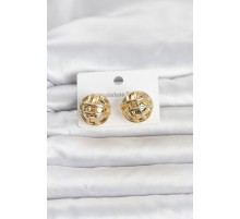 316L Çelik Gold Renk Desenli Top Model Kadın Küpe TJ-BKP11811