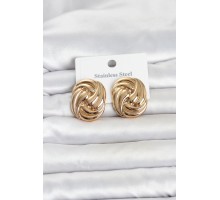 316L Çelik Gold Renk Motif Desen Model Kadın Küpe TJ-BKP11812