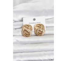 316L Çelik Gold Renk Motif Desen Model Kadın Küpe TJ-BKP11812