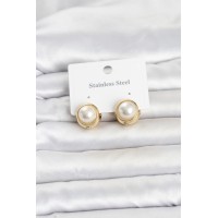 316L Çelik Gold Renk İncili Model Kadın Küpe TJ-BKP11814