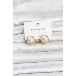 316L Çelik Gold Renk İncili Model Kadın Küpe TJ-BKP11814