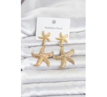 316L Çelik Gold Renk Deniz Yıldızı Model Kadın Küpe TJ-BKP11815