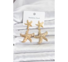 316L Çelik Gold Renk Deniz Yıldızı Model Kadın Küpe TJ-BKP11815