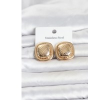 316L Çelik Gold Renk Düğme Model Kadın Küpe TJ-BKP11816