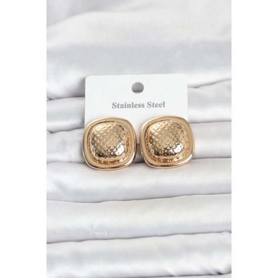 316L Çelik Gold Renk Düğme Model Kadın Küpe TJ-BKP11816