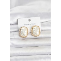 316L Çelik Gold Renk İnci Model Vintage Kadın Küpe TJ-BKP11817