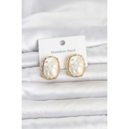 316L Çelik Gold Renk İnci Model Vintage Kadın Küpe TJ-BKP11817
