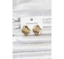 316L Çelik Gold Renk Plaka Model Kadın Küpe TJ-BKP11818