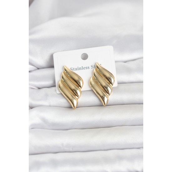 316L Çelik Gold Renk Motif Model Kadın Küpe TJ-BKP11819