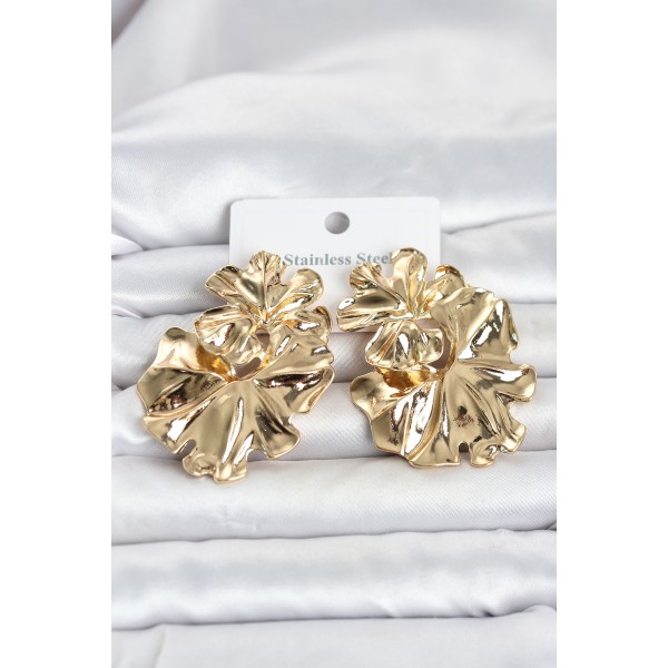 316L Çelik Gold Renk Lotus Model Kadın Küpe TJ-BKP11820