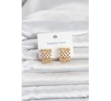 316L Çelik Gold Renk Motif Desenli Halka Kadın Küpe TJ-BKP11822