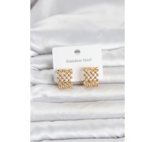 316L Çelik Gold Renk Motif Desenli Halka Kadın Küpe TJ-BKP11822