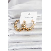 316L Çelik Gold Renk Spiral Halka Kadın Küpe TJ-BKP11823