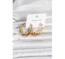 316L Çelik Gold Renk Spiral Halka Kadın Küpe TJ-BKP11823