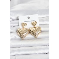 316L Çelik Gold Renk Kalp Model Kadın Küpe TJ-BKP11825