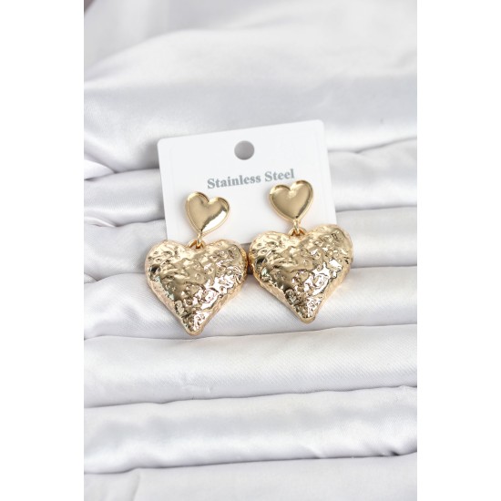 316L Çelik Gold Renk Kalp Model Kadın Küpe TJ-BKP11825