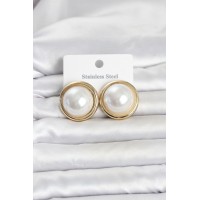 316L Çelik Gold Renk İnci Model Vintage Kadın Küpe TJ-BKP11826