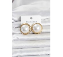 316L Çelik Gold Renk İnci Model Vintage Kadın Küpe TJ-BKP11826