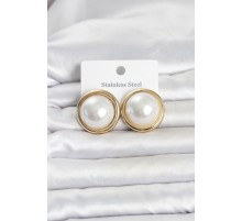 316L Çelik Gold Renk İnci Model Vintage Kadın Küpe TJ-BKP11826