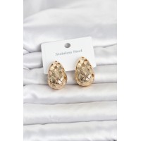 316L Çelik Gold Renk Motifli Damla Kadın Küpe TJ-BKP11829