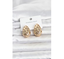 316L Çelik Gold Renk Motifli Damla Kadın Küpe TJ-BKP11829