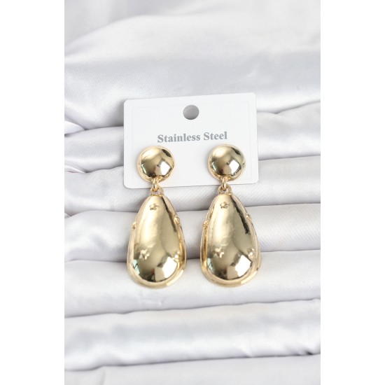 316L Çelik Gold Renk Damla Model Kadın Küpe TJ-BKP11830