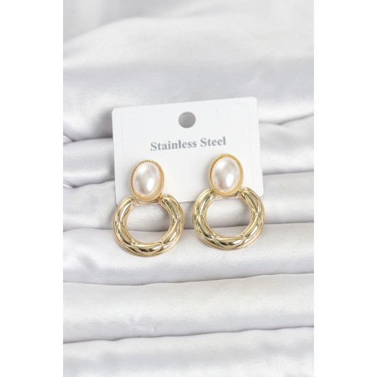 316L Çelik Gold Renk Vintage Model Kadın Küpe TJ-BKP11831