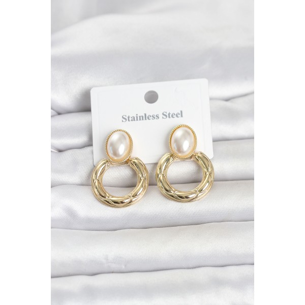 316L Çelik Gold Renk Vintage Model Kadın Küpe TJ-BKP11831