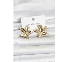 316L Çelik Gold Renk Lotus Çiçeği Model Kadın Küpe TJ-BKP11833
