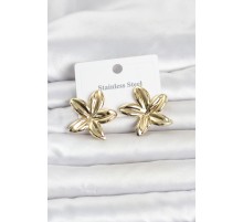 316L Çelik Gold Renk Lotus Çiçeği Model Kadın Küpe TJ-BKP11833