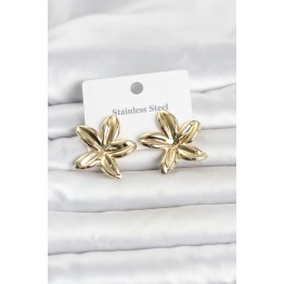 316L Çelik Gold Renk Lotus Çiçeği Model Kadın Küpe TJ-BKP11833