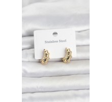 316L Çelik Gold Renk Halka Model Kadın Küpe TJ-BKP11834