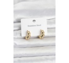 316L Çelik Gold Renk Halka Model Kadın Küpe TJ-BKP11834