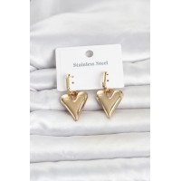 316L Çelik Gold Renk Kalp Modelli Kadın Küpe TJ-BKP11835